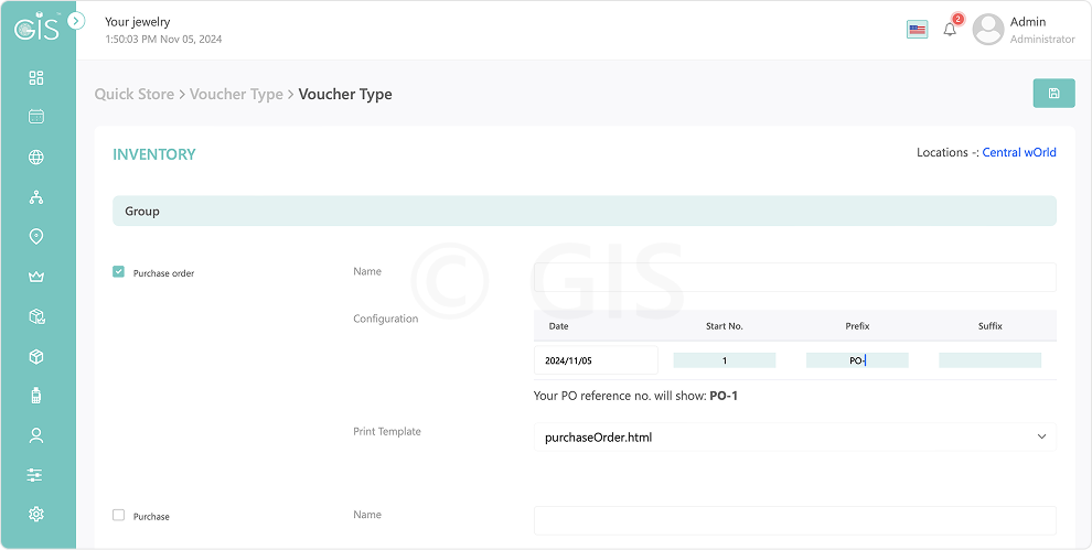Set voucher type